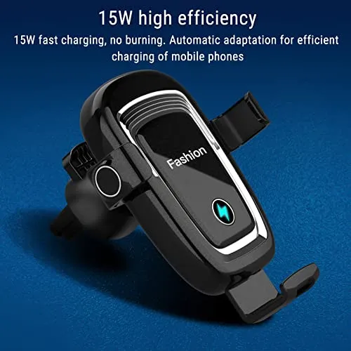 15W Fast Charging Wireless Auto-Clamping Car Charger - Fast Automatic Clamping Charging Mount Dock Wireless Car Charger - Smart Sensor Vent Mount Mobile Phone Bracket Stand