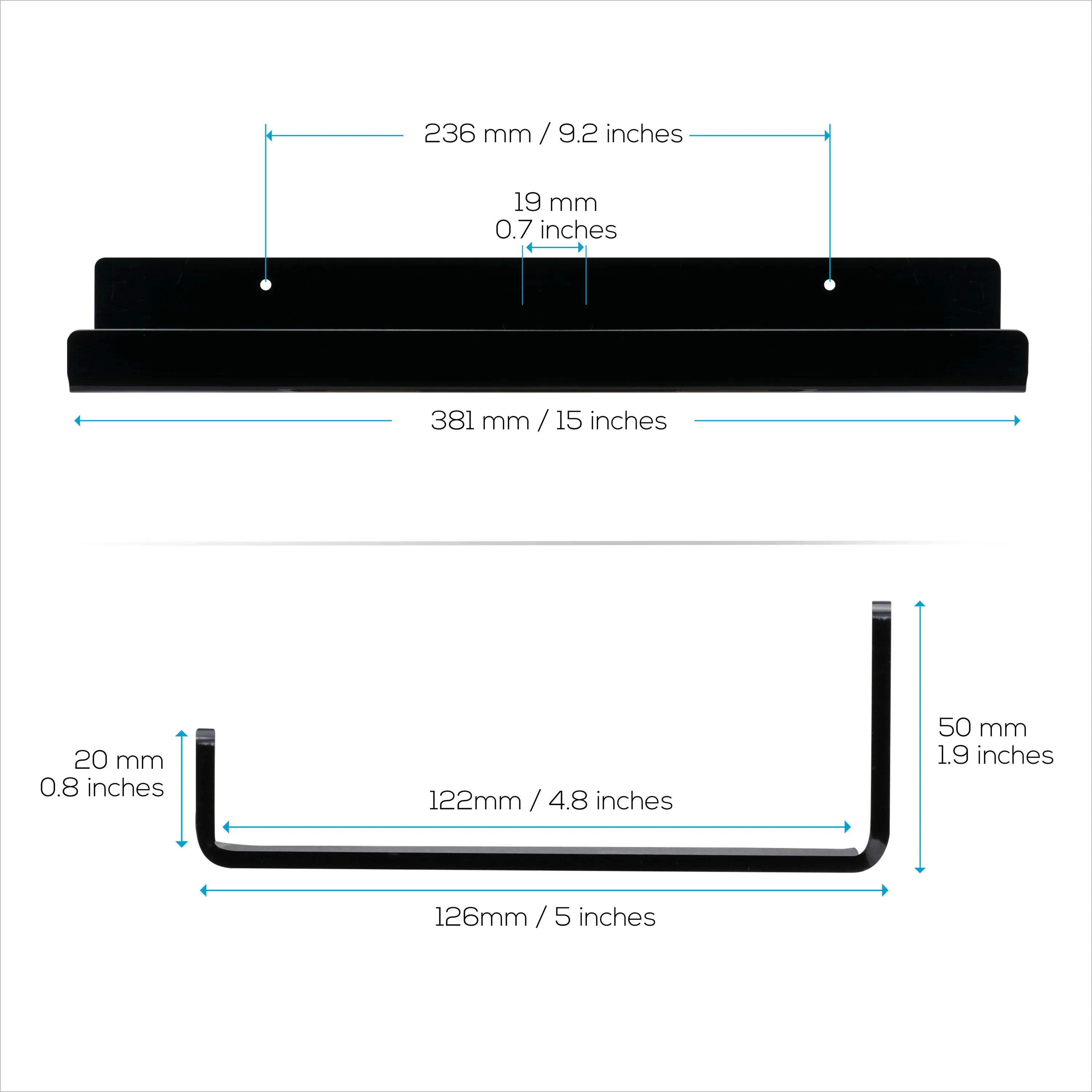 2-Pack 15" Floating Acrylic Wall Shelf for Speakers, Books, Decor, Plants, Cameras, Photos, Kitchen, Bathroom, Routers & More Universal Small Holder Shelves