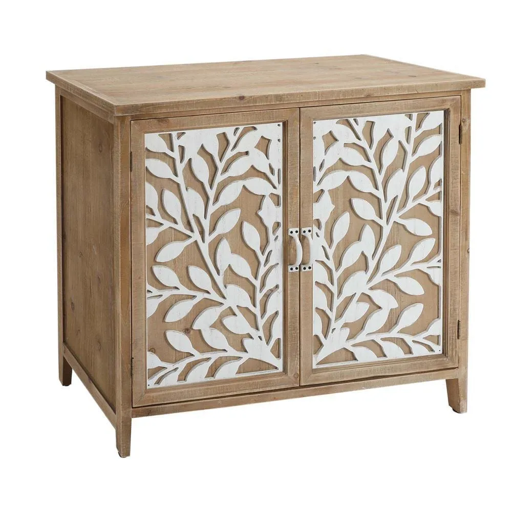 34 Inch Wood Console Buffet Cabinet Sideboard Table with Mirror Motifs  By The Urban Port