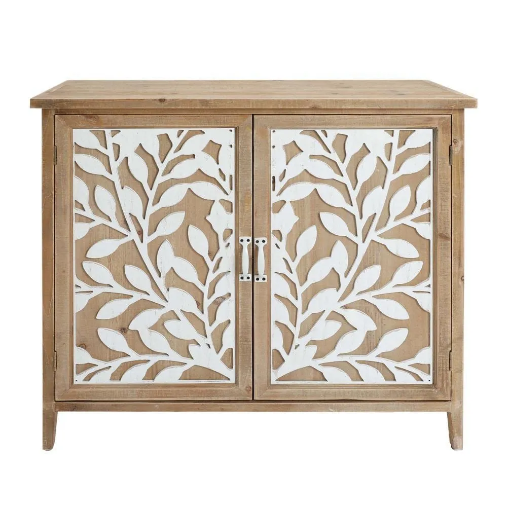 34 Inch Wood Console Buffet Cabinet Sideboard Table with Mirror Motifs  By The Urban Port