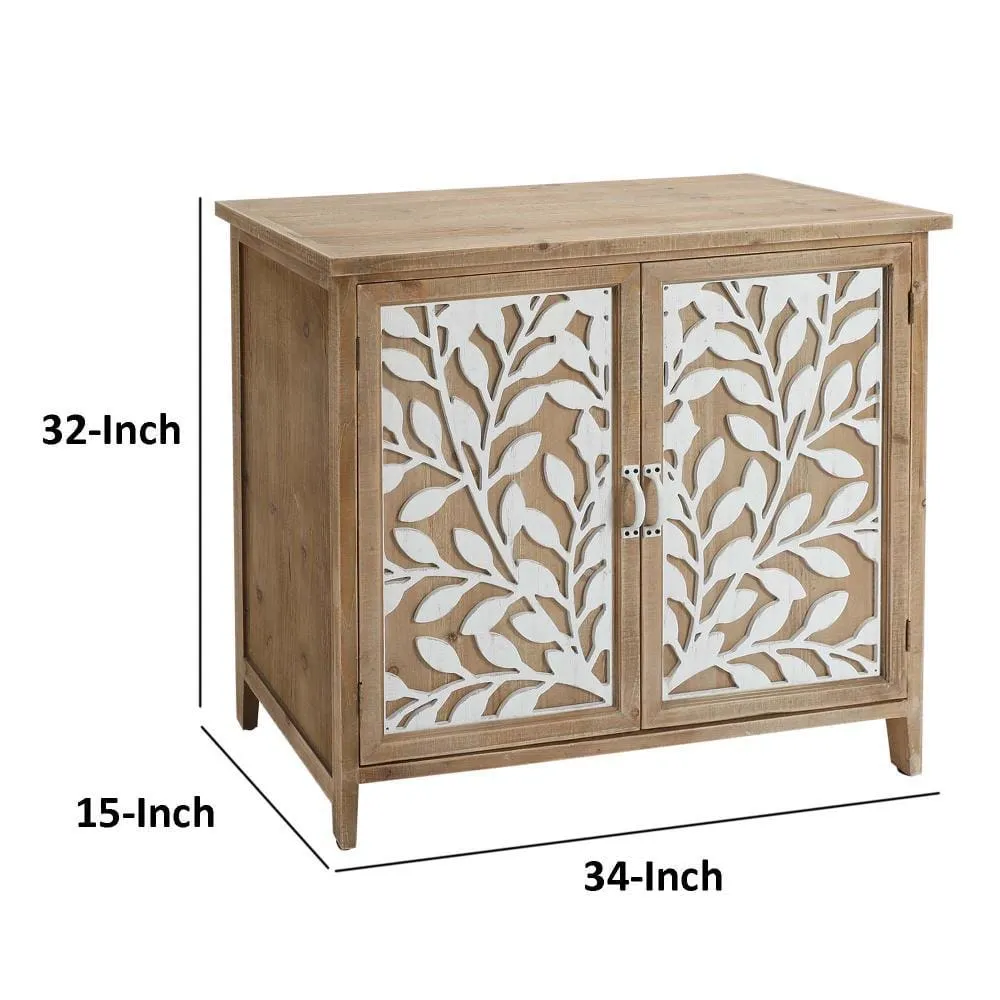 34 Inch Wood Console Buffet Cabinet Sideboard Table with Mirror Motifs  By The Urban Port