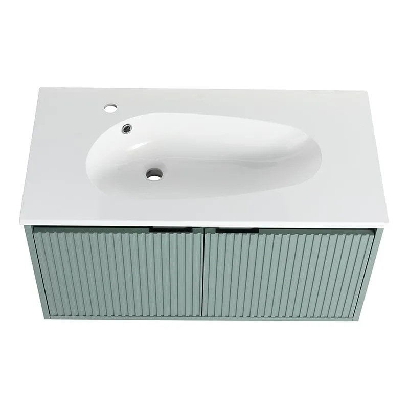 36" Modern Design Floating Bathroom Vanity with Drop-Shaped Resin Sink