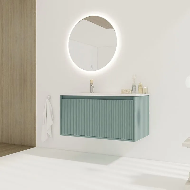 36" Modern Design Floating Bathroom Vanity with Drop-Shaped Resin Sink