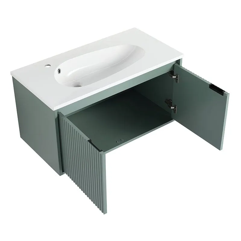 36" Modern Design Floating Bathroom Vanity with Drop-Shaped Resin Sink