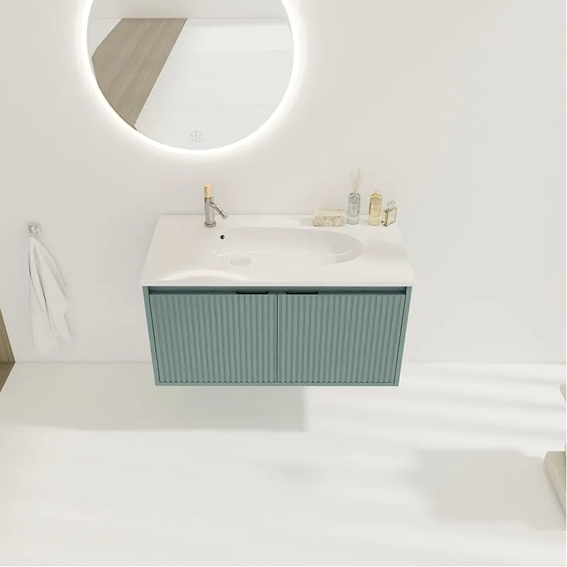 36" Modern Design Floating Bathroom Vanity with Drop-Shaped Resin Sink