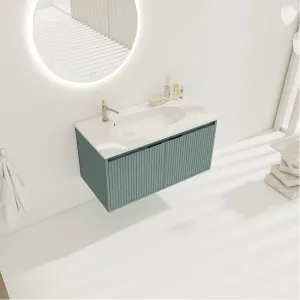 36" Modern Design Floating Bathroom Vanity with Drop-Shaped Resin Sink