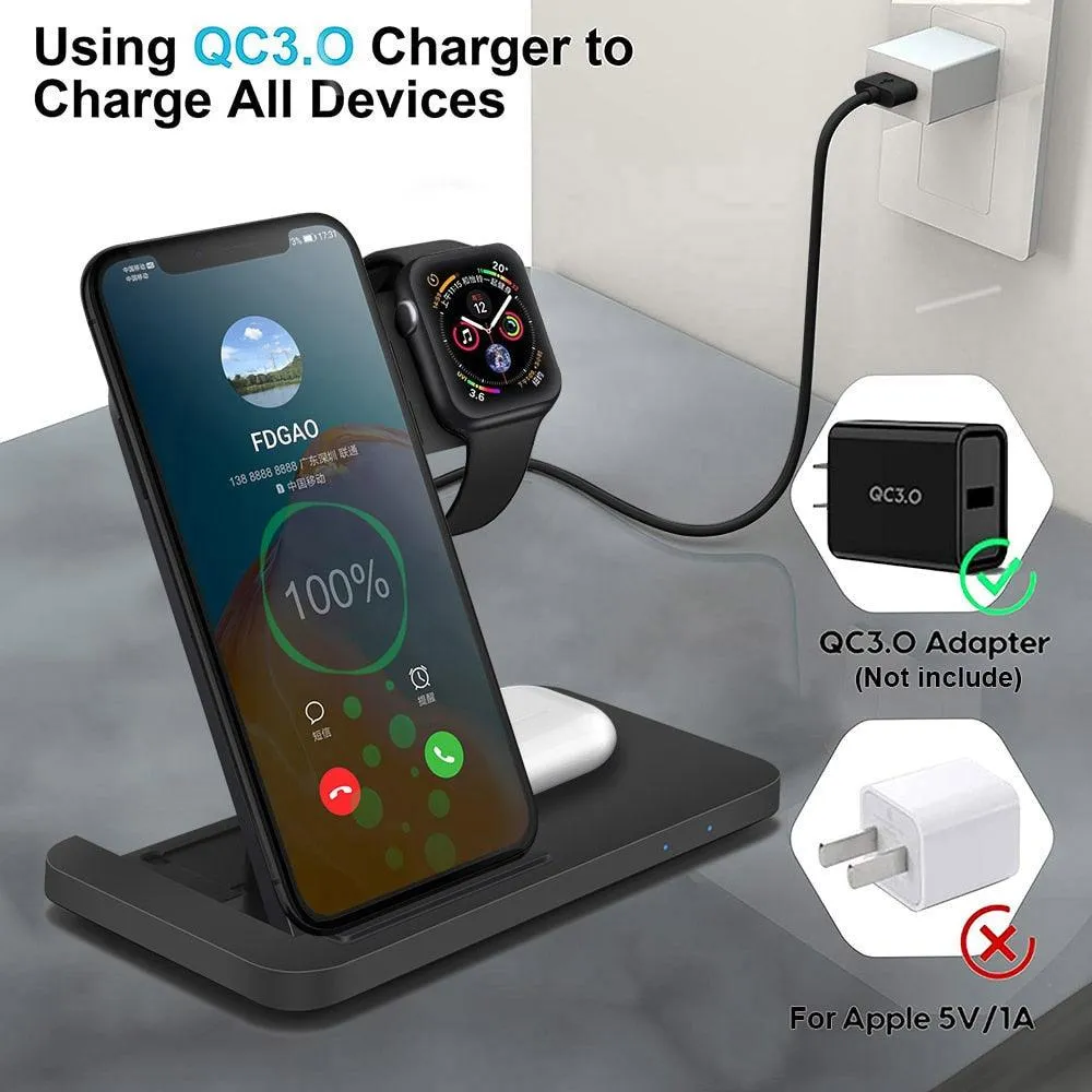 3in1 wireless charger-Fast Charger Dock Station for iPhone and Android phones