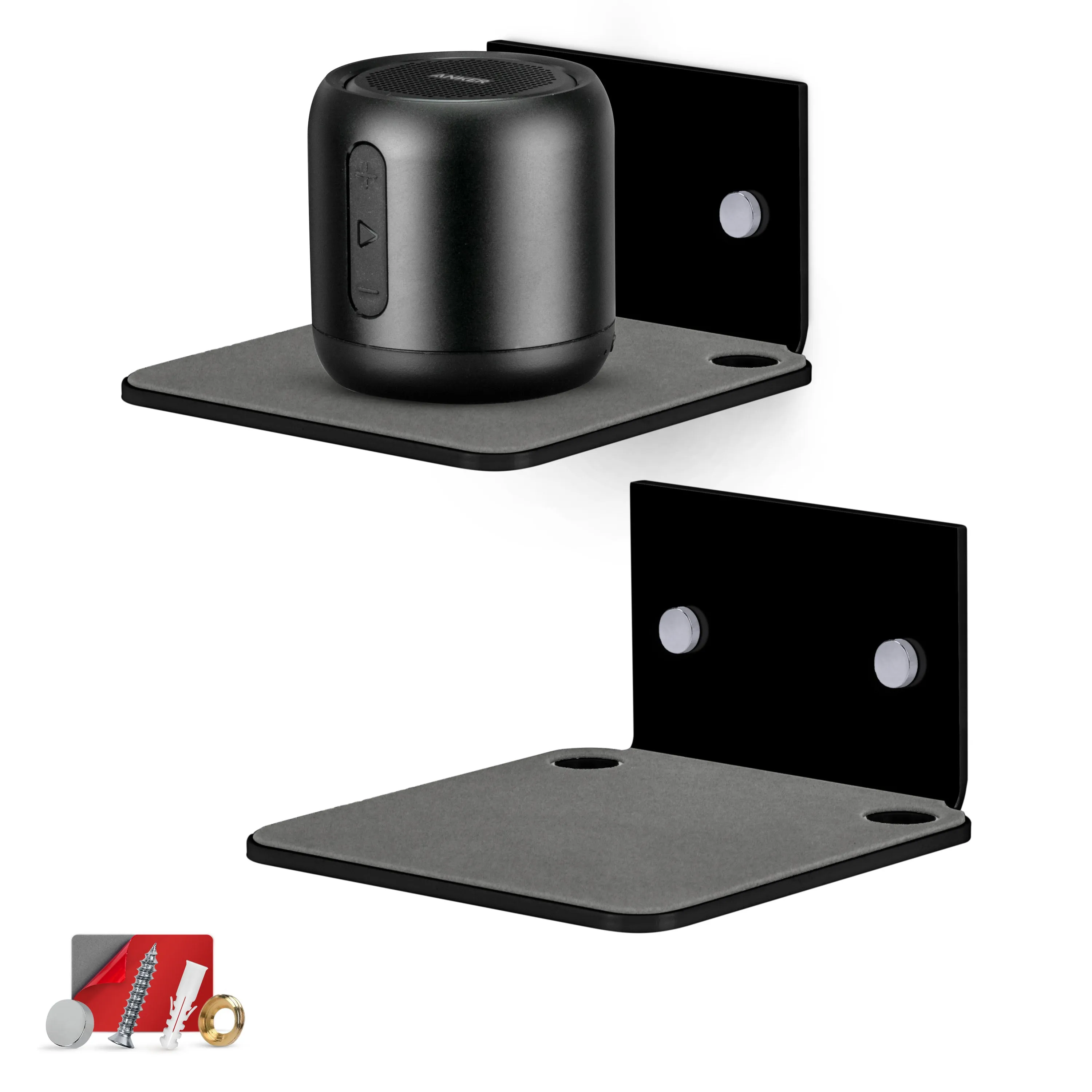 4.5” Small Floating Shelf, Adhesive & Screw In, for Speakers, Routers, Decor, Plants, Cameras, Photos, Kitchen, Toilet, Cable Box & More