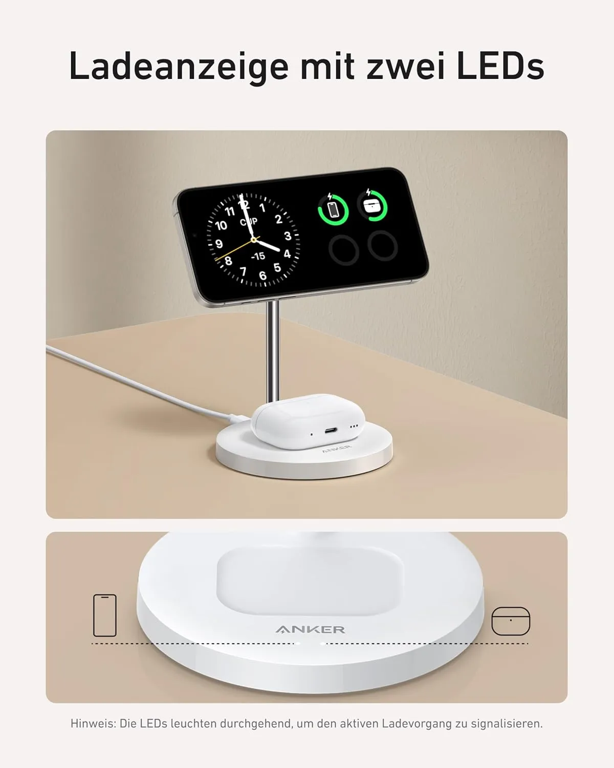 Anker Wireless Charger 2-in-1 Stand White | A2544J21