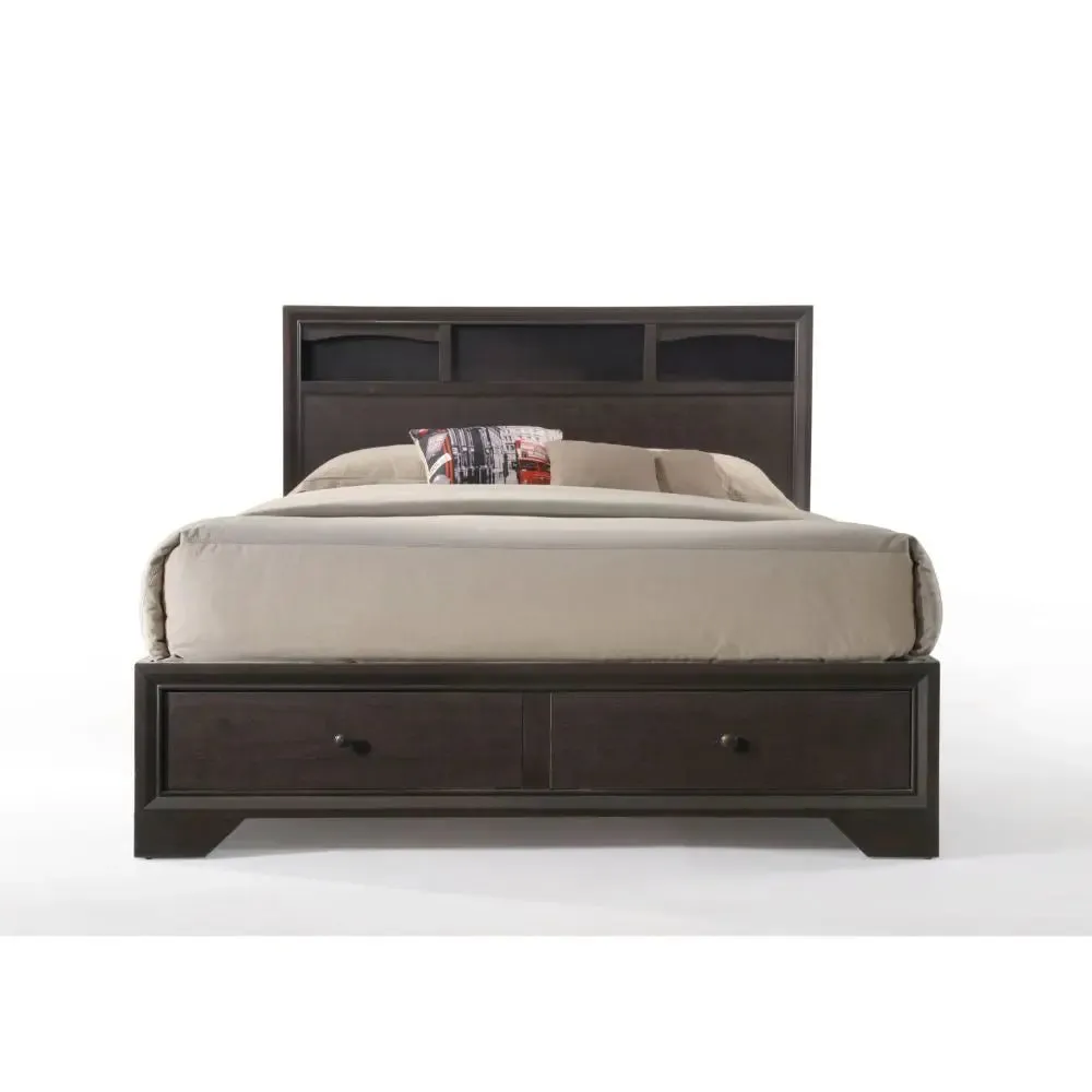 Arleth Queen Bed w/Bookcase Headboard, Espresso