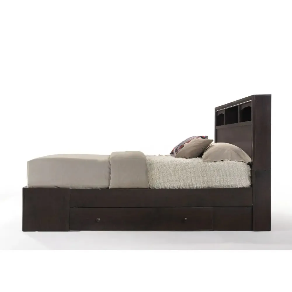 Arleth Queen Bed w/Bookcase Headboard, Espresso