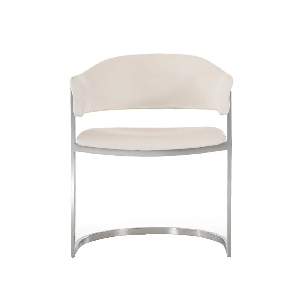 Ava Modern Dining Chair, Metal Cantilever Base, White Faux Leather, Chrome By Casagear Home