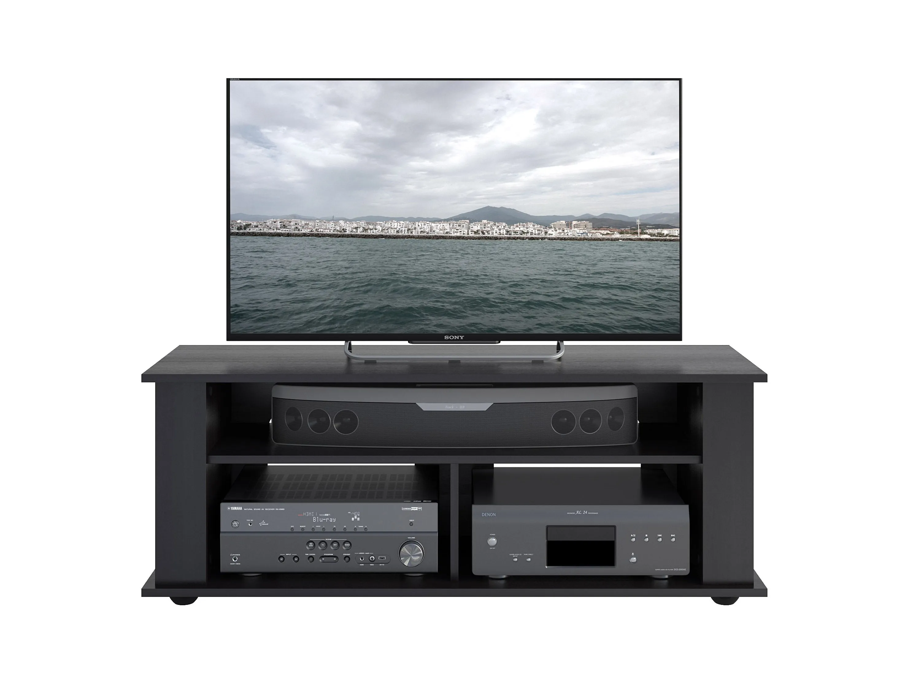 Black Wood TV Stand, TVs up to 55"