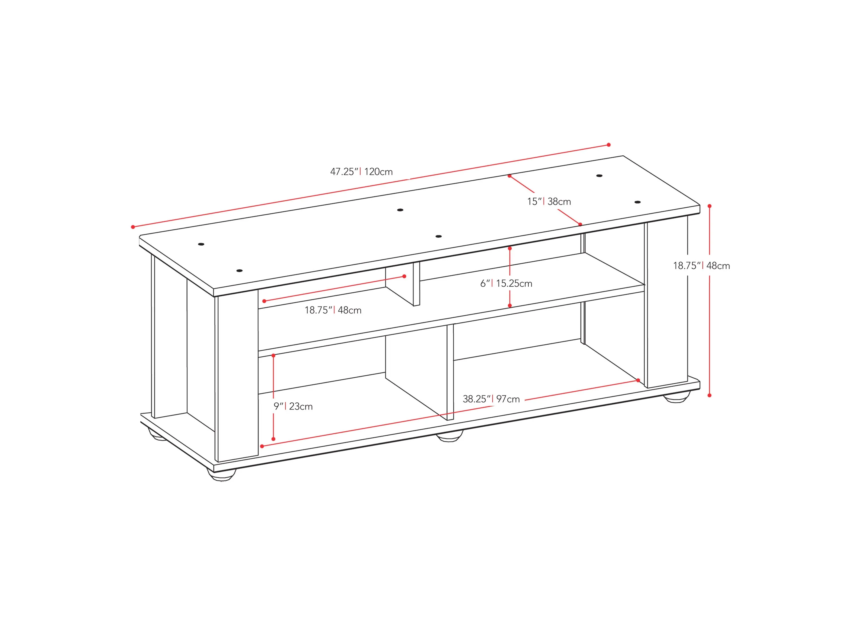 Black Wood TV Stand, TVs up to 55"