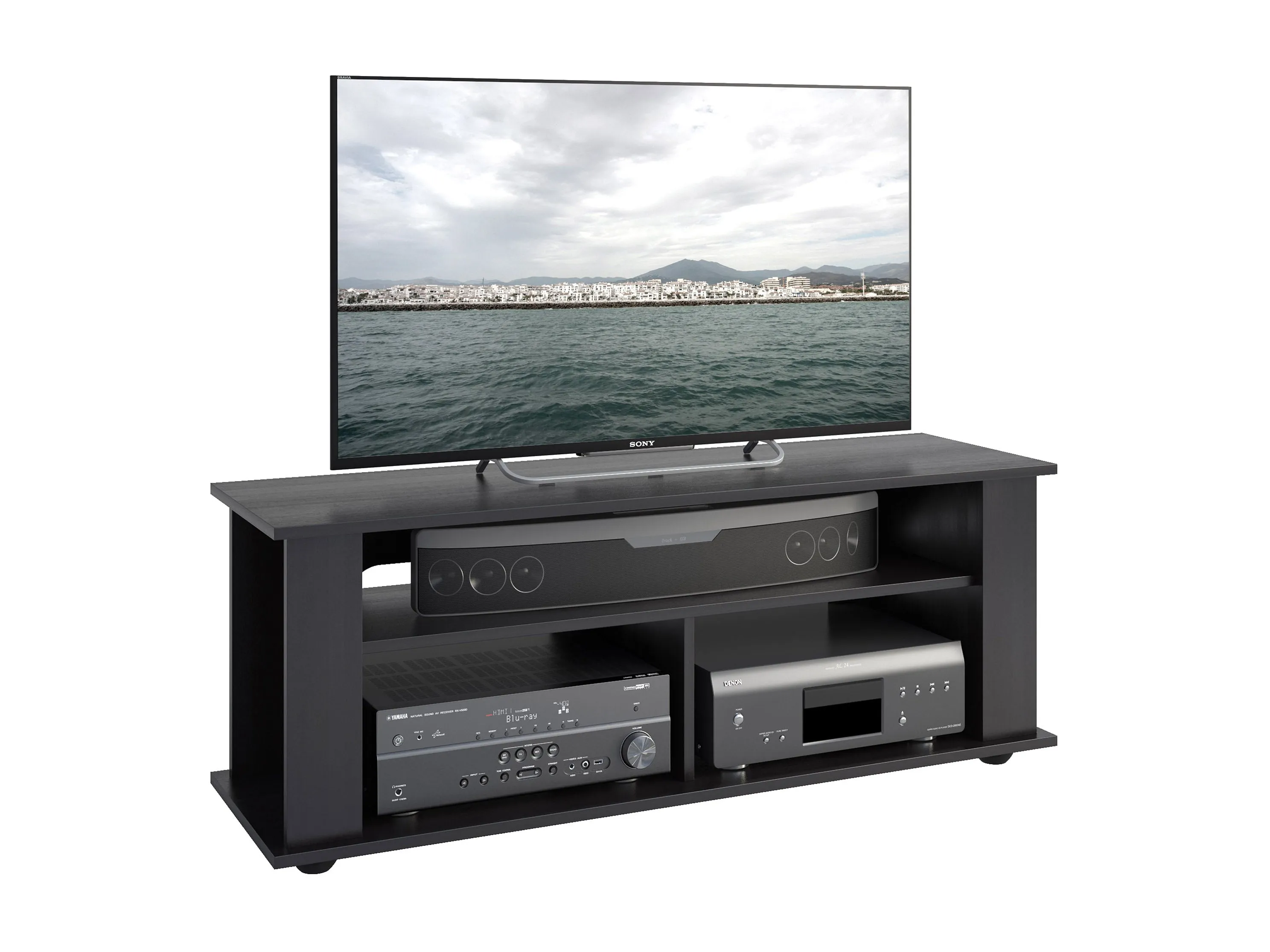 Black Wood TV Stand, TVs up to 55"