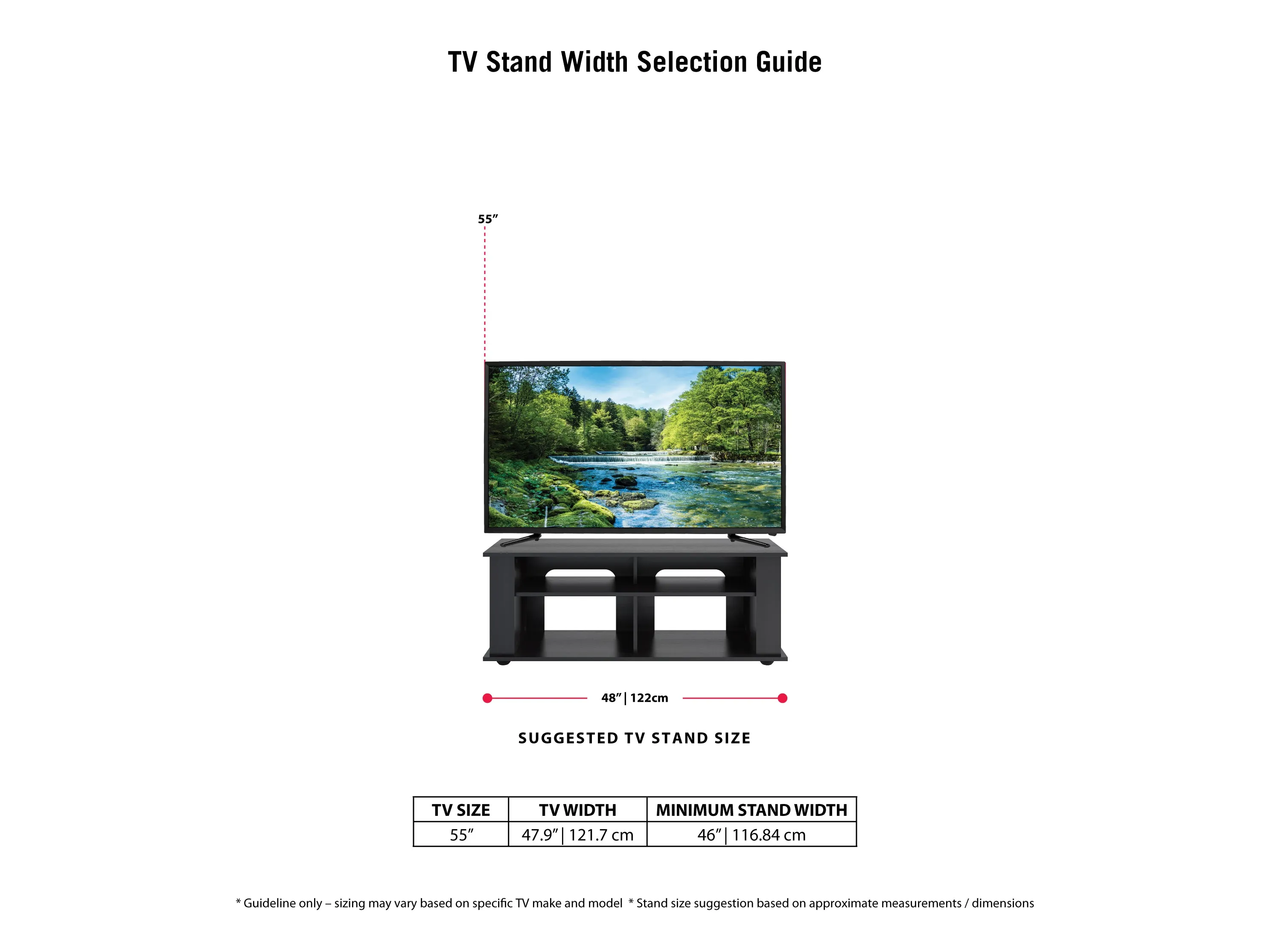 Black Wood TV Stand, TVs up to 55"