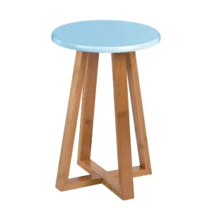 Blue Bamboo Round Stool