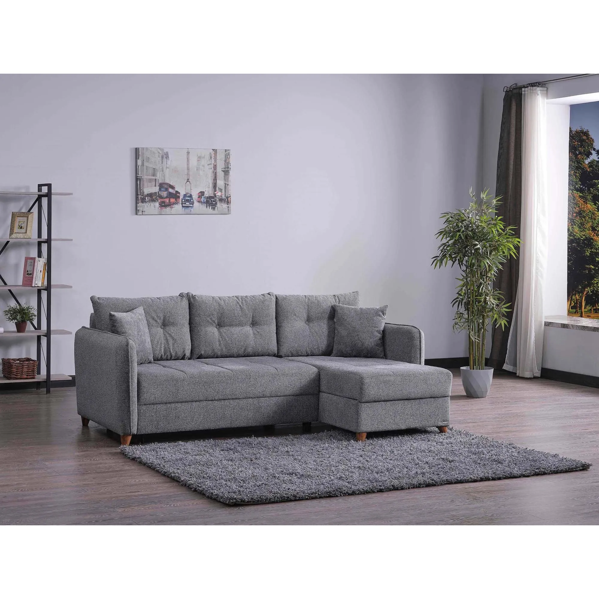 Brooklyn Sectional Sofa in Gray Chenille Fabric