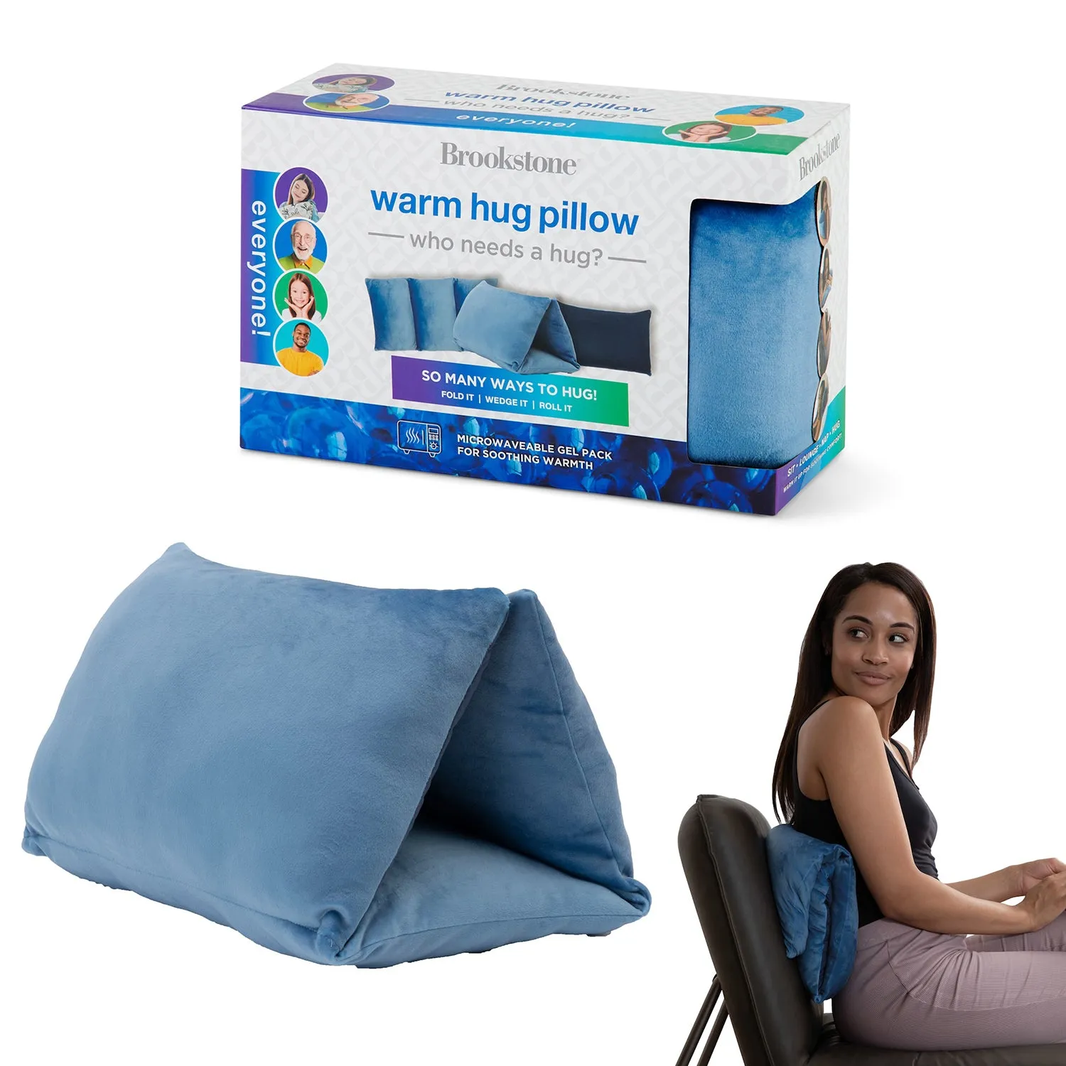 Brookstone HUG'ZZZ Pillow Versatile Pillow With Warming Feature