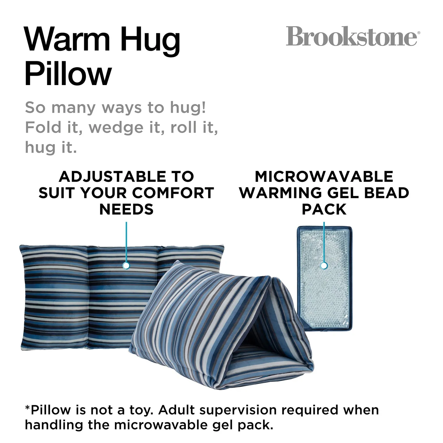 Brookstone HUG'ZZZ Pillow Versatile Pillow With Warming Feature