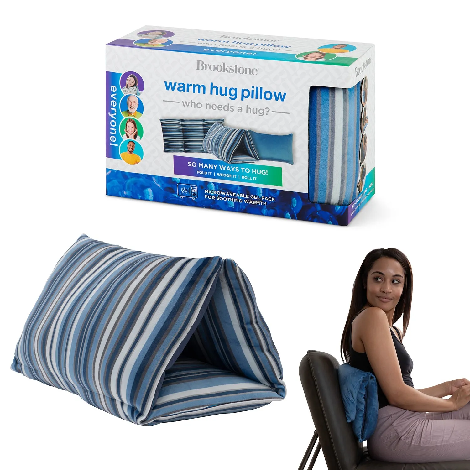 Brookstone HUG'ZZZ Pillow Versatile Pillow With Warming Feature