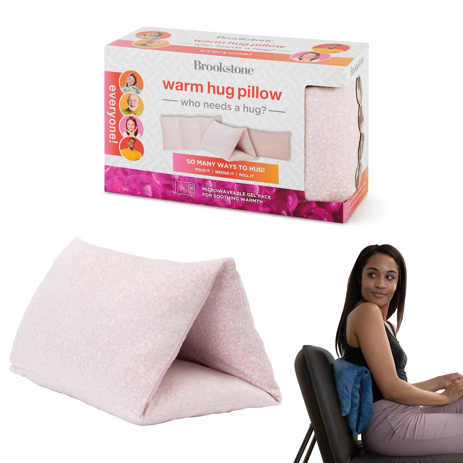 Brookstone HUG'ZZZ Pillow Versatile Pillow With Warming Feature