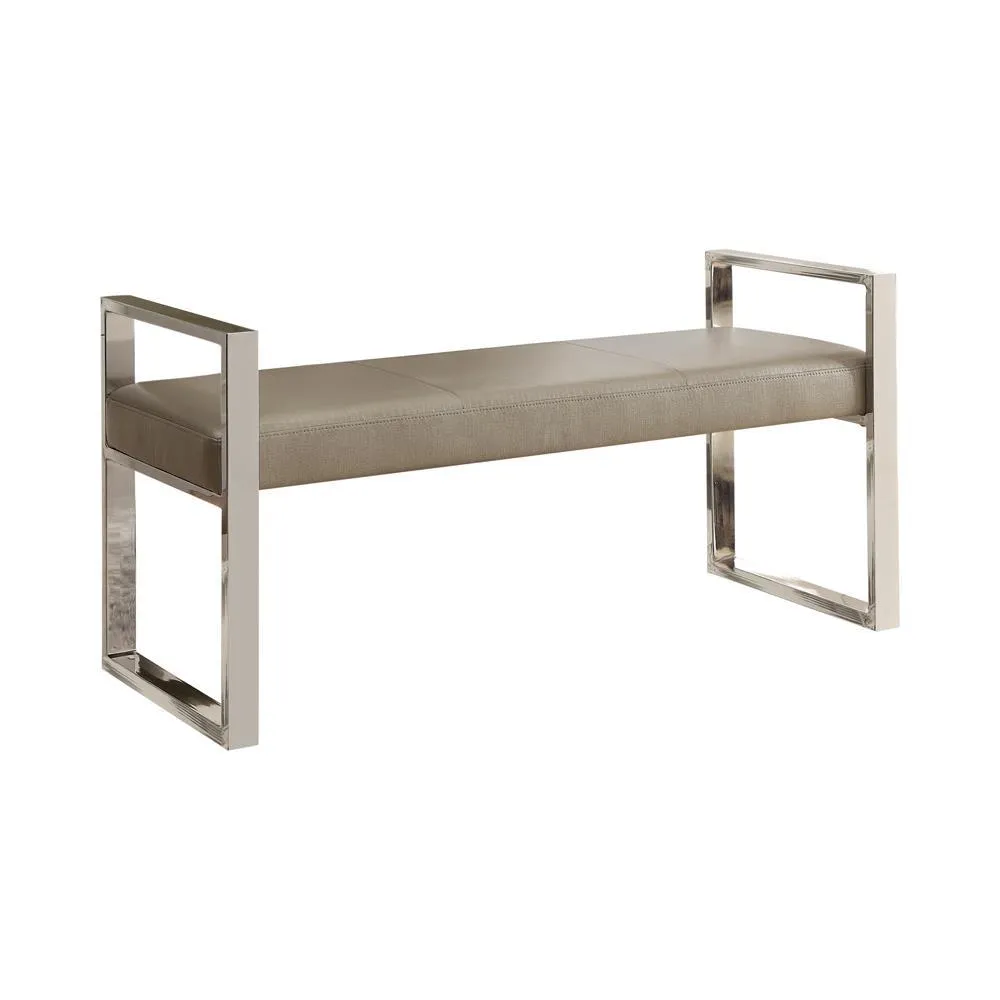 Champagne - Upholstered Bench Champagne And Chrome