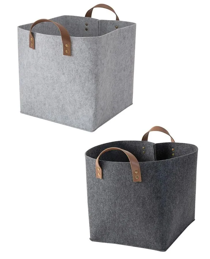 Charcoal Felt Storage Cube