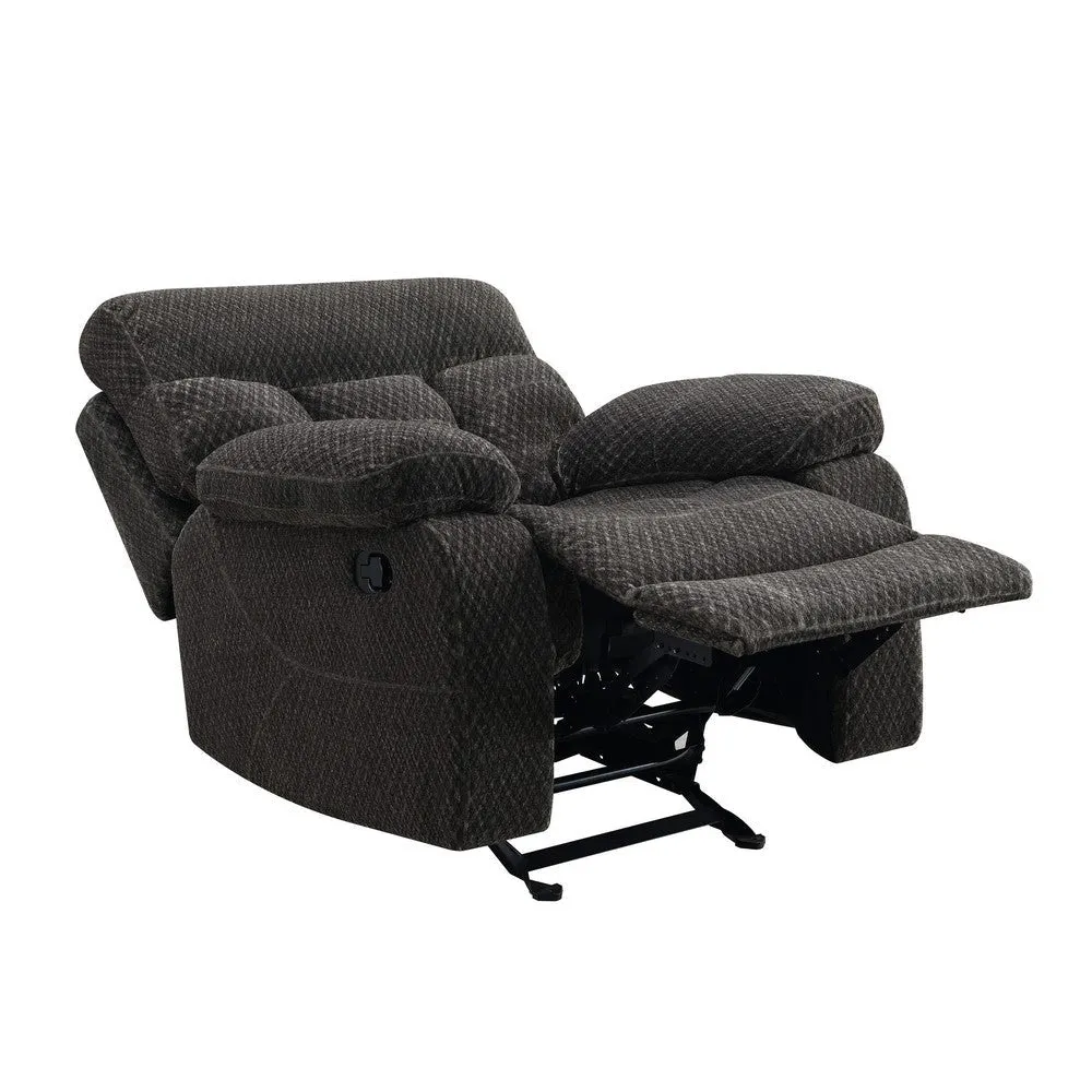 Charl 41 Inch Glider Recliner Armchair, Plush Tufted Backrests, Charcoal By Casagear Home