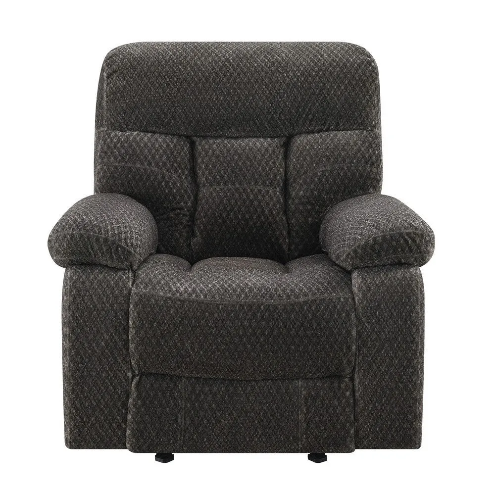 Charl 41 Inch Glider Recliner Armchair, Plush Tufted Backrests, Charcoal By Casagear Home