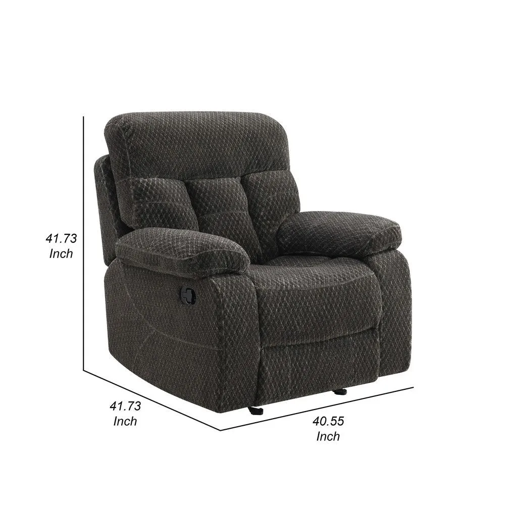 Charl 41 Inch Glider Recliner Armchair, Plush Tufted Backrests, Charcoal By Casagear Home