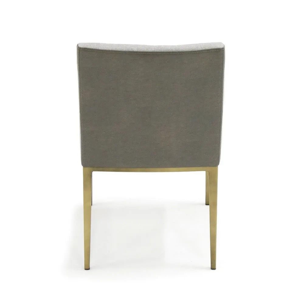 Cid Shyla 21 Inch Dining Chair, Gray Vegan Leather, Brass By Casagear Home