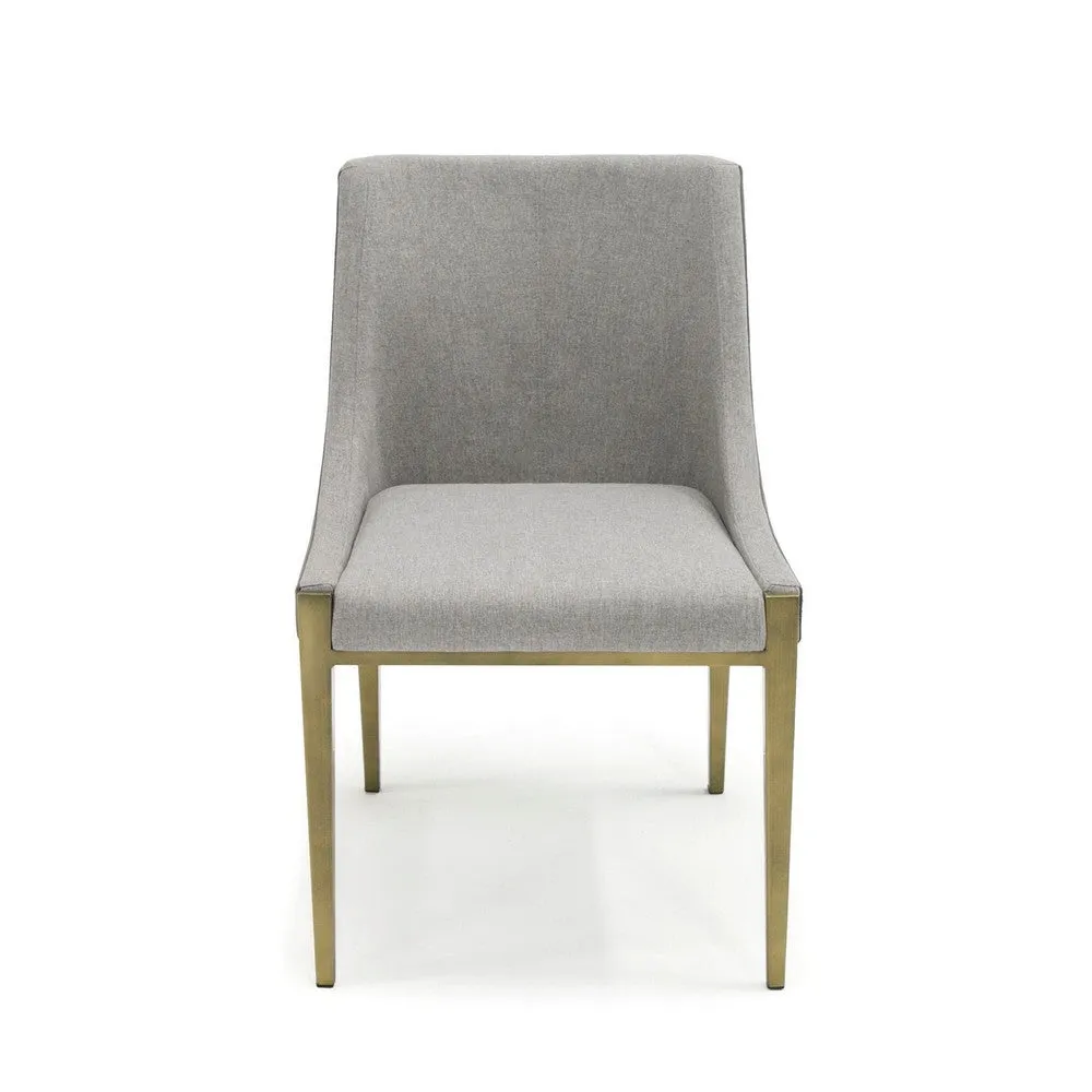 Cid Shyla 21 Inch Dining Chair, Gray Vegan Leather, Brass By Casagear Home