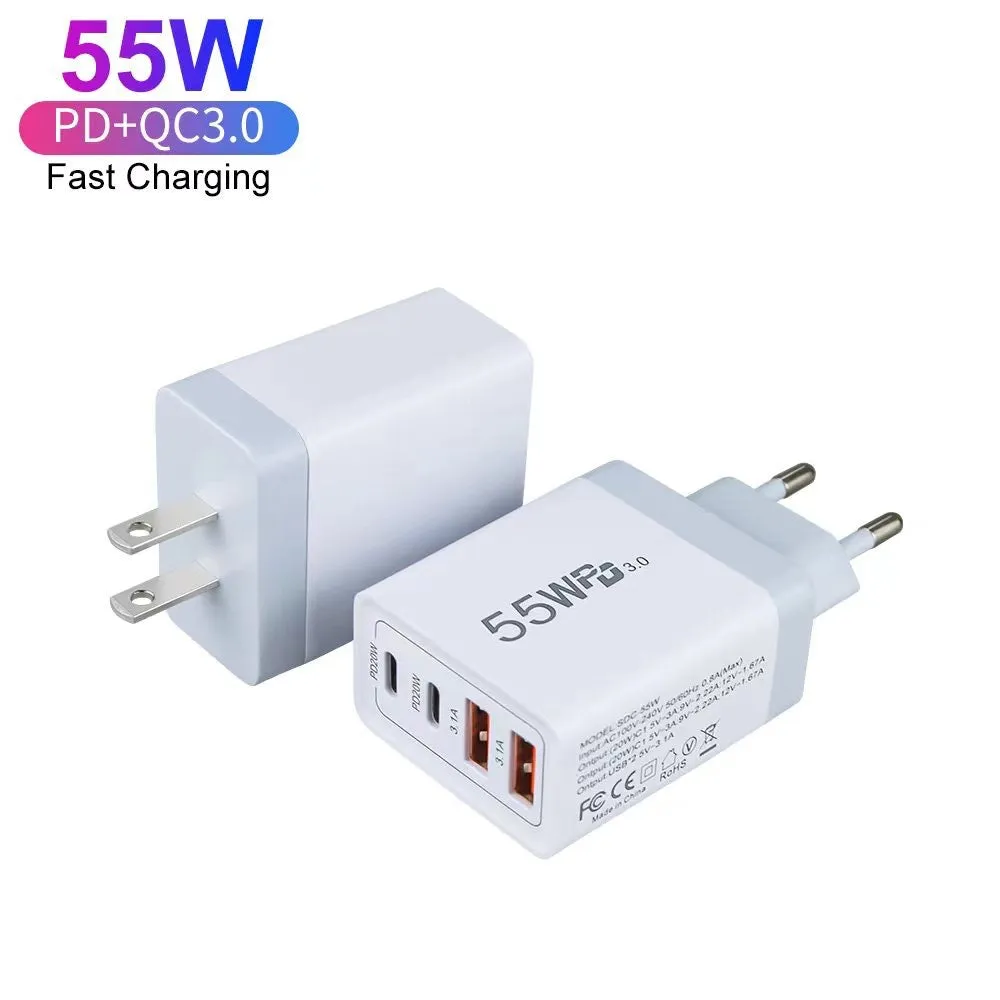 Compact Dual PD USB 55W Fast Charger with Type-C Interface