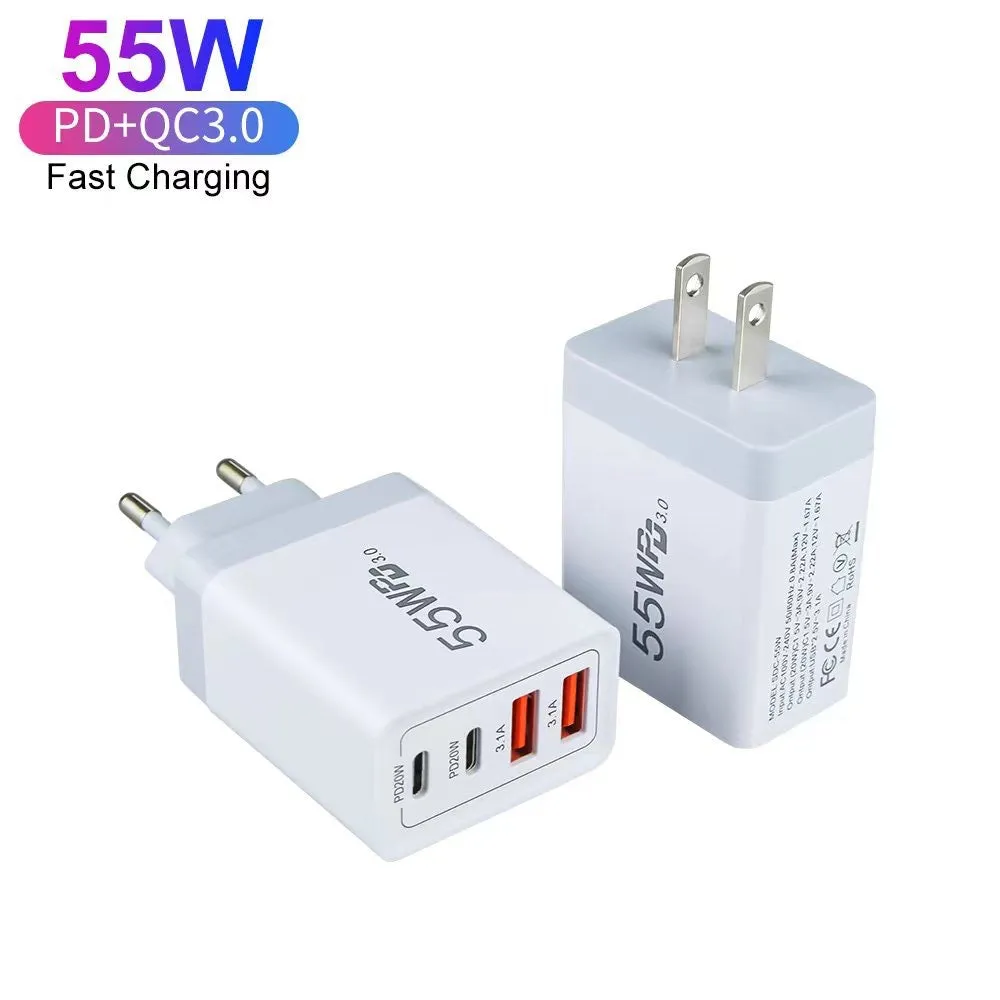 Compact Dual PD USB 55W Fast Charger with Type-C Interface