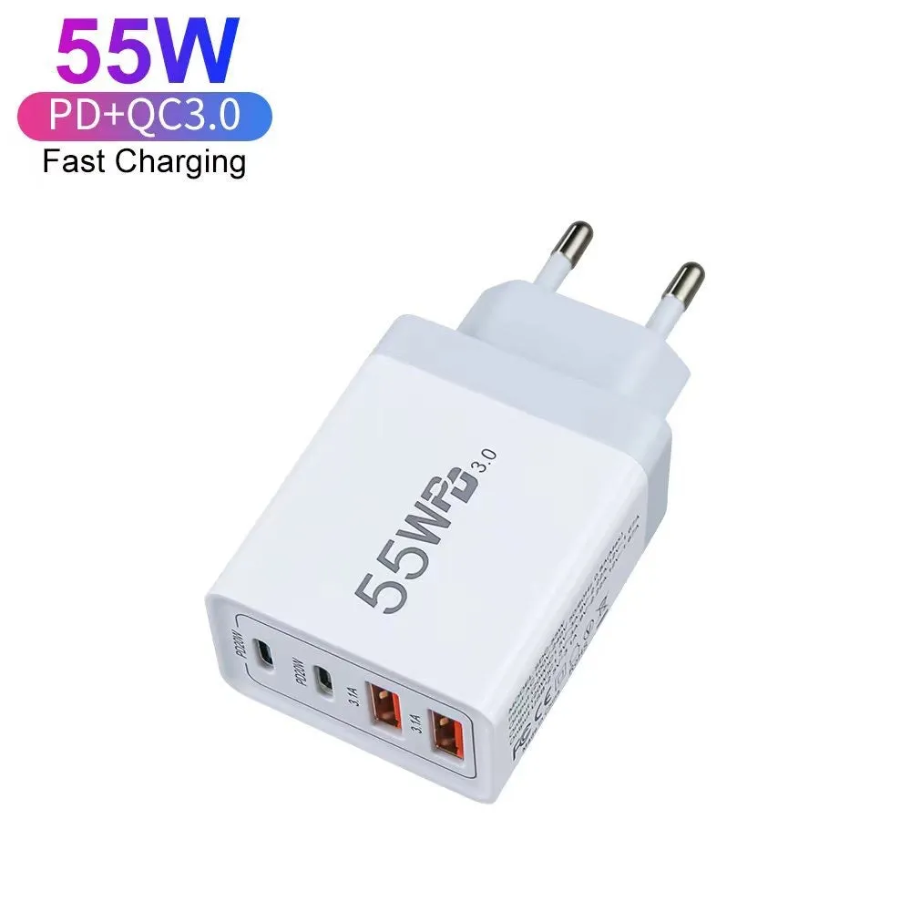 Compact Dual PD USB 55W Fast Charger with Type-C Interface