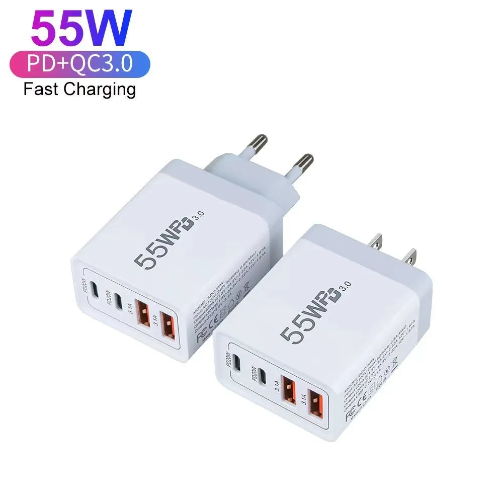 Compact Dual PD USB 55W Fast Charger with Type-C Interface