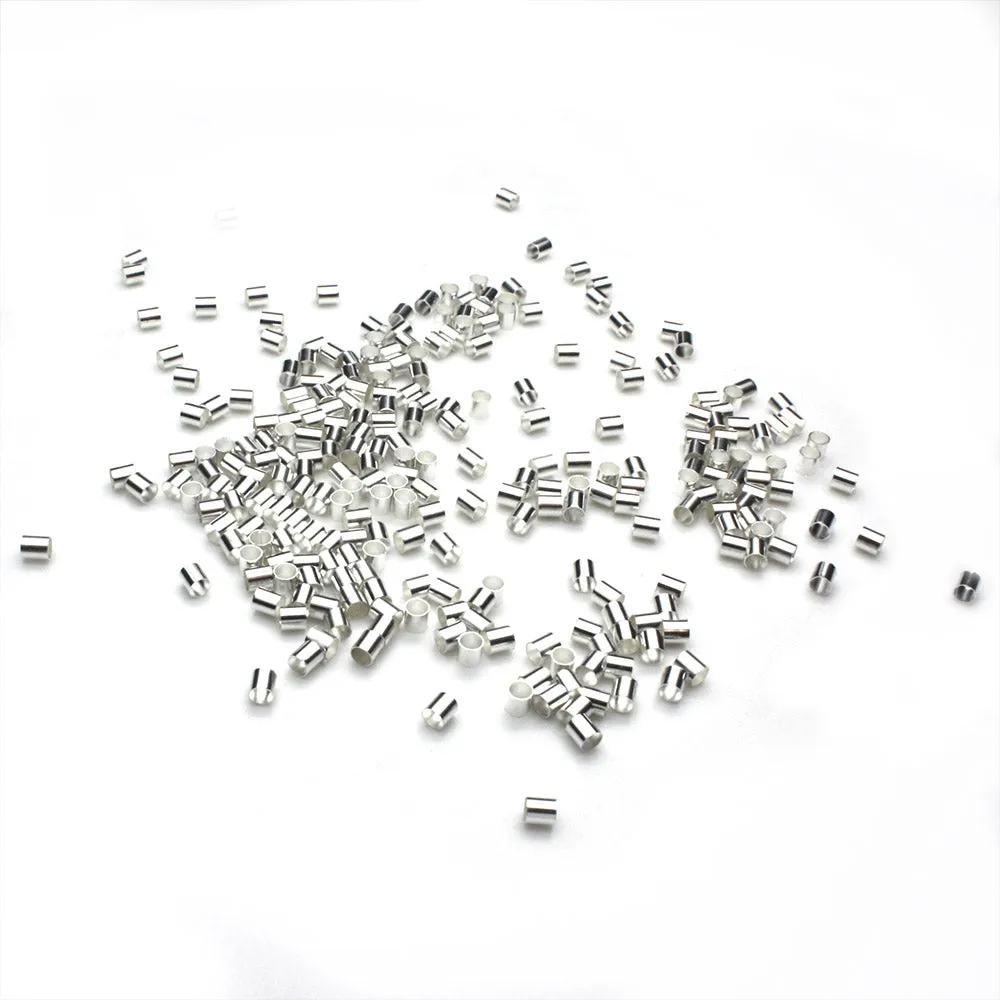 Crimp Tube Multi Strand Silver Plated Metal Barrel 3x3mm-Pack of 12