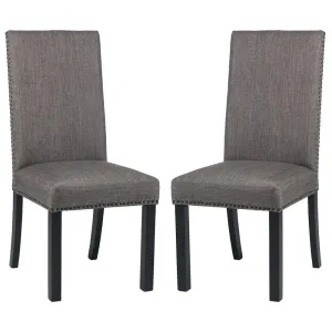 Dining Chair with Nailhead Trim and Fabric Seat, Set of 2, Gray By Casagear Home