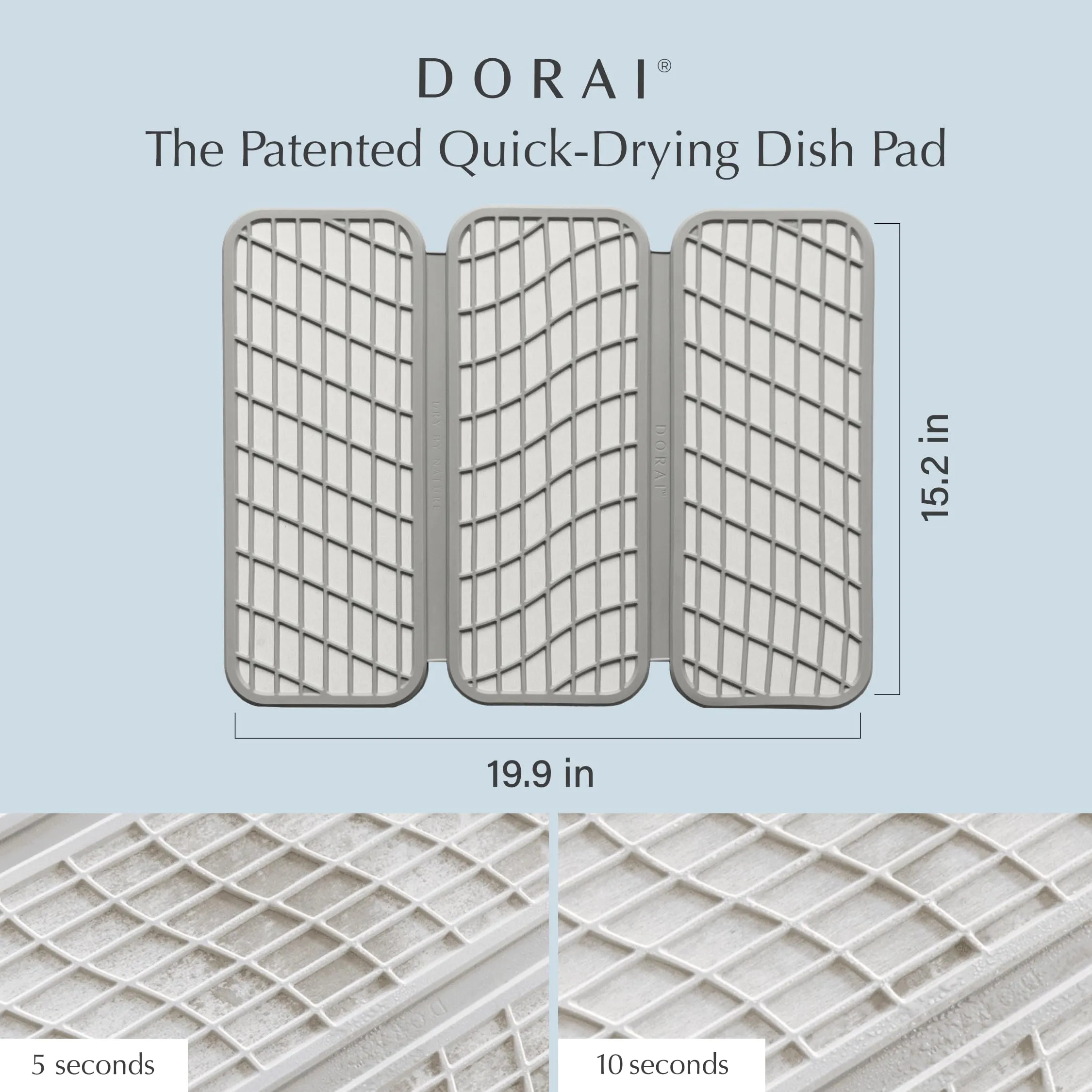 Dorai Home Dish Pad | Diatomaceous Earth Stone Drying Mat For Kitchen Counter | Quick Drying | Stone Dish Drying Mat For Kitchen | 19.9" x 15.2" x 0.52" | Sandstone