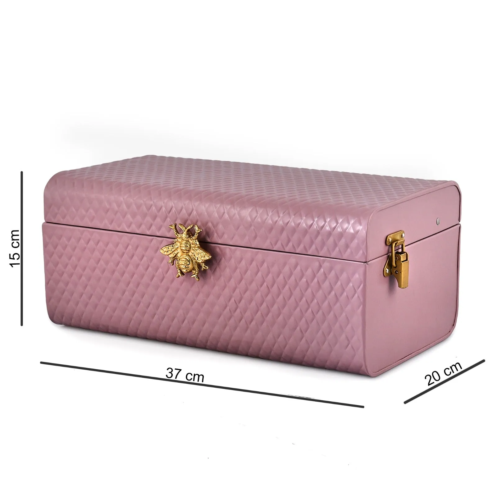 Elan The Royal Hive Large Metal Trunk Box, Decorative Storage Box (Mauve)