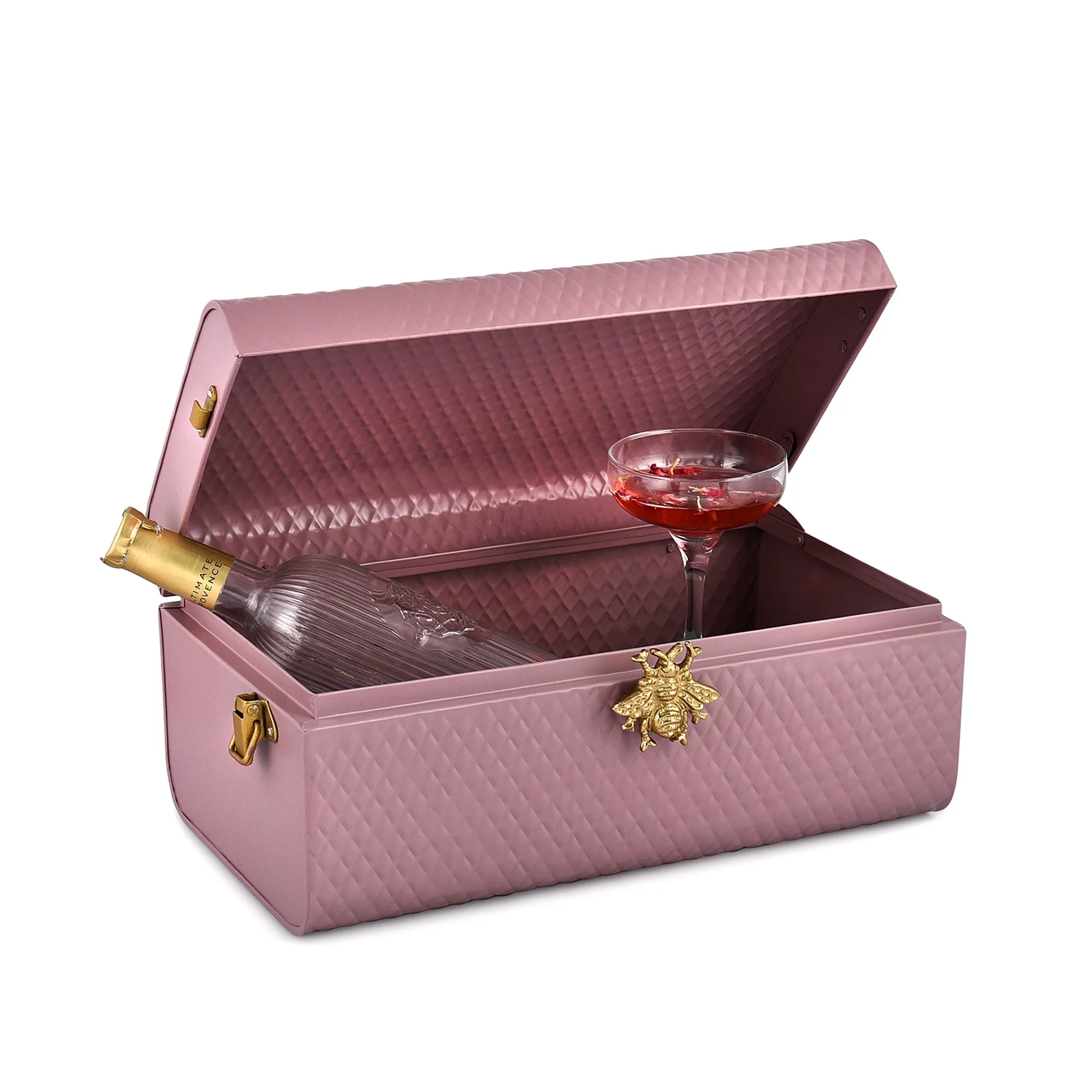 Elan The Royal Hive Large Metal Trunk Box, Decorative Storage Box (Mauve)