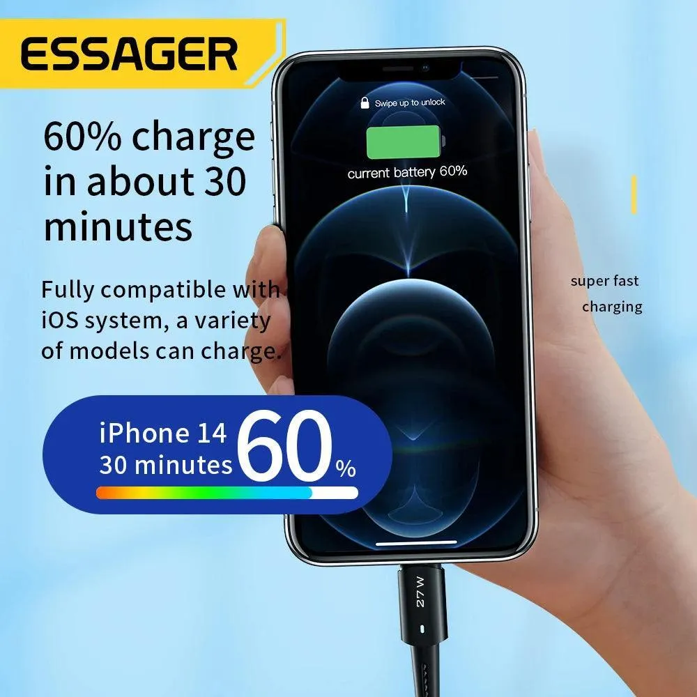 Essager USB C Lightning Fast Charging Cable for iPhone - Efficient 20W Charger for Apple Devices