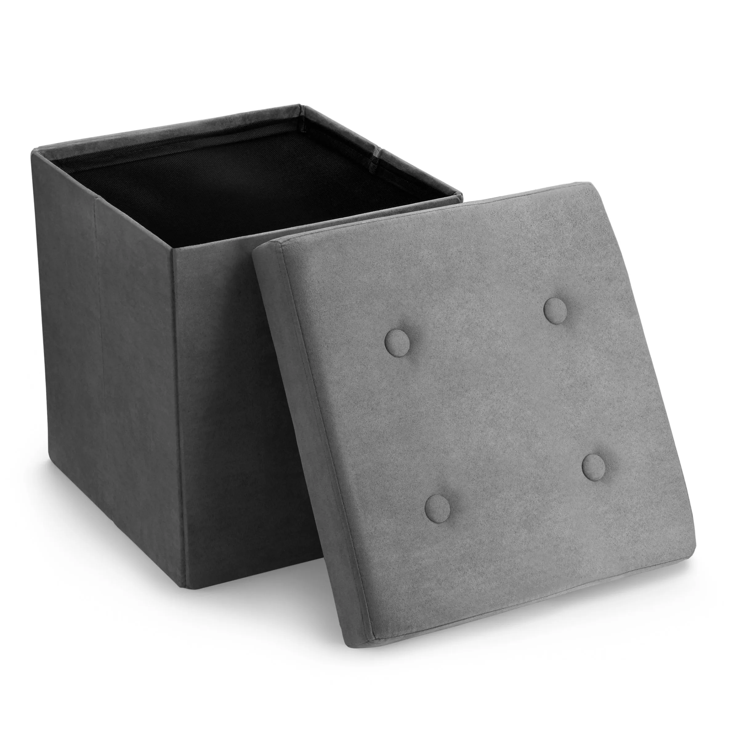 Faux Suede Storage Ottoman Cube