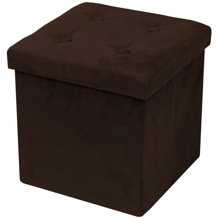 Faux Suede Storage Ottoman Cube