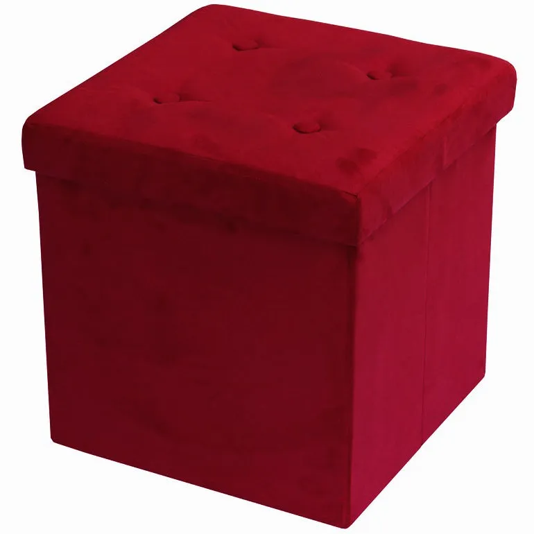 Faux Suede Storage Ottoman Cube