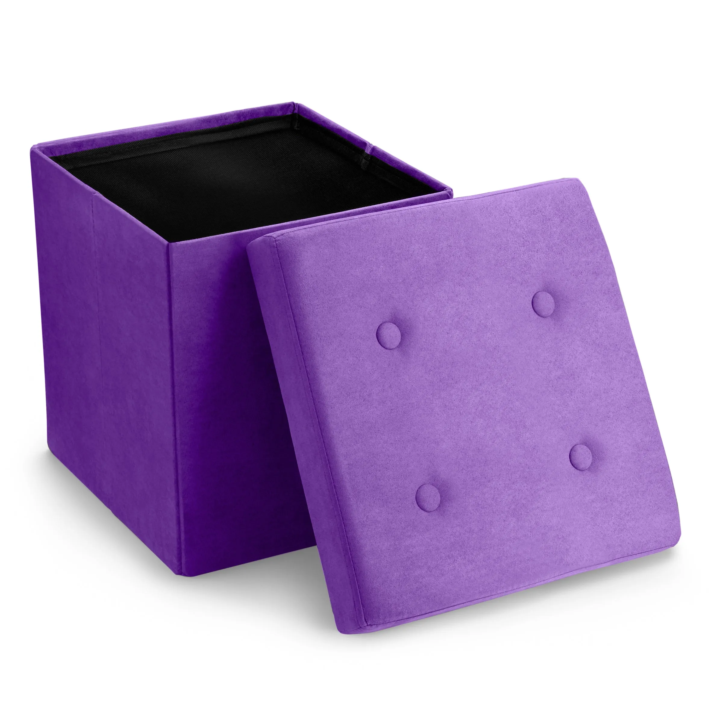 Faux Suede Storage Ottoman Cube