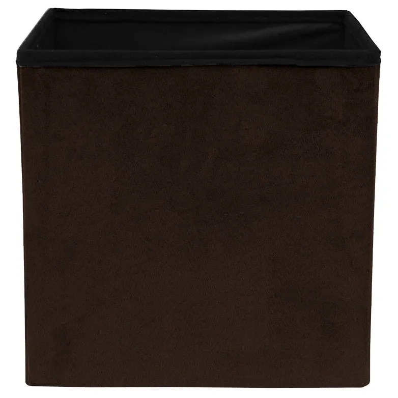 Faux Suede Storage Ottoman Cube