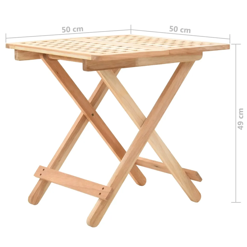 Foldable Side Table Solid Walnut Wood 50x50x49 cm