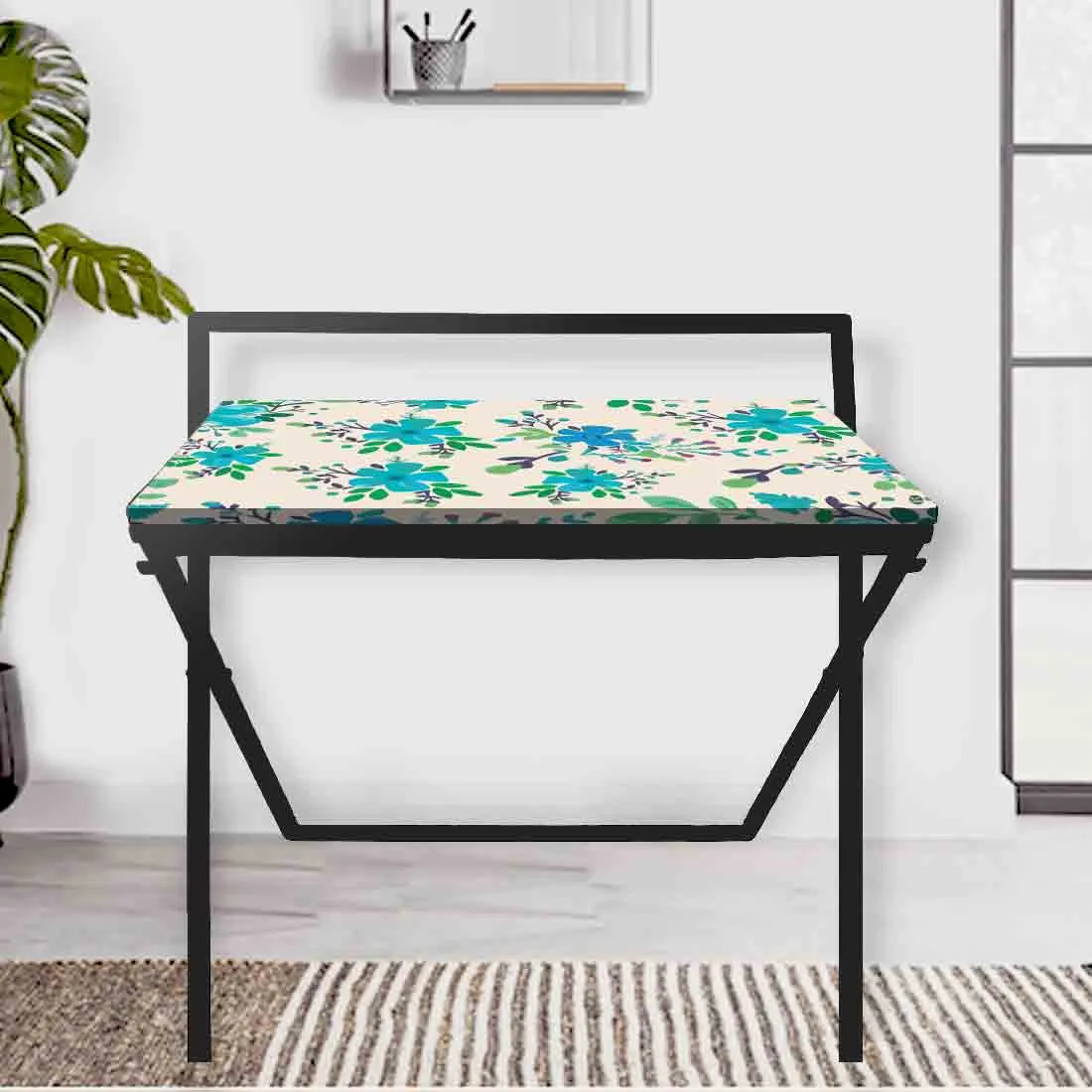 Foldable Small Study Desk Laptop Work Table for Home Bedroom-Floral